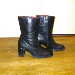 Women's Tommy Hilfiger Leather Boot's,Black,Size 9